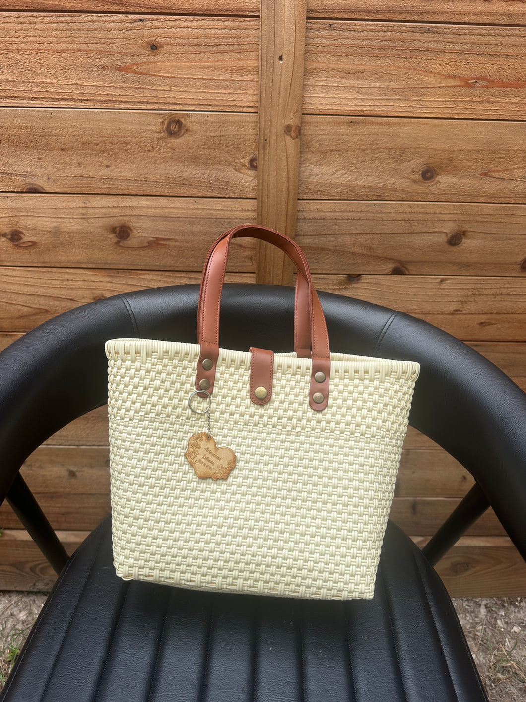 Small Eco Friendly Handbag (leather handle)