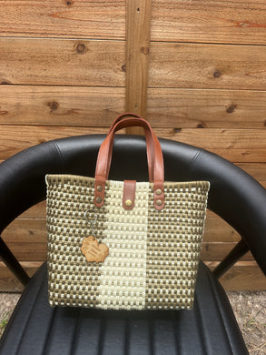 Small Eco Friendly Handbag (leather handle)