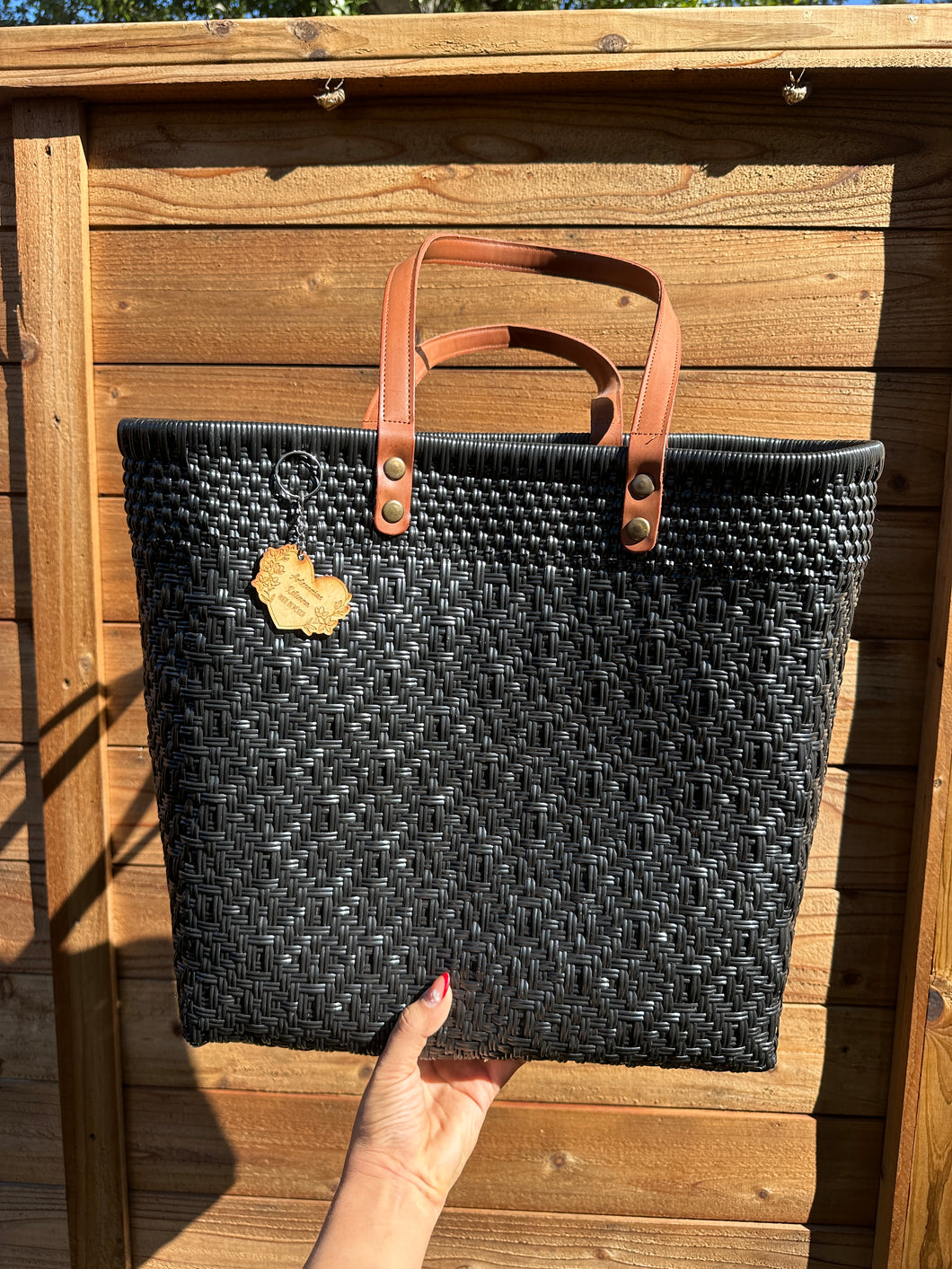 Big Eco Friendly Handbag (leather handle)