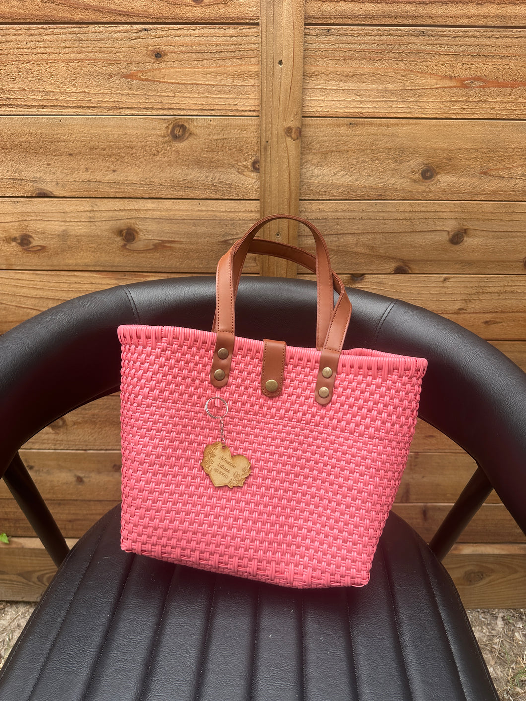 Small Eco Friendly Handbag (leather handle)