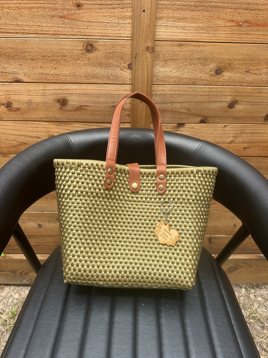 Small Eco Friendly Handbag (leather handle)