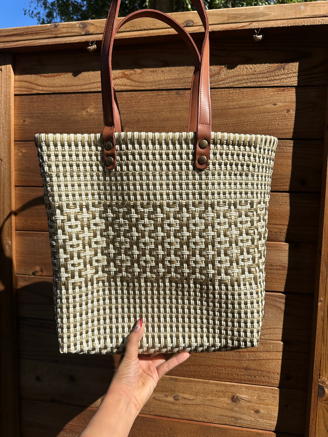 Big Eco Friendly Handbag (leather handle)