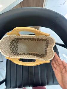 small eco friendly handbag with wood handles(mercado bag)