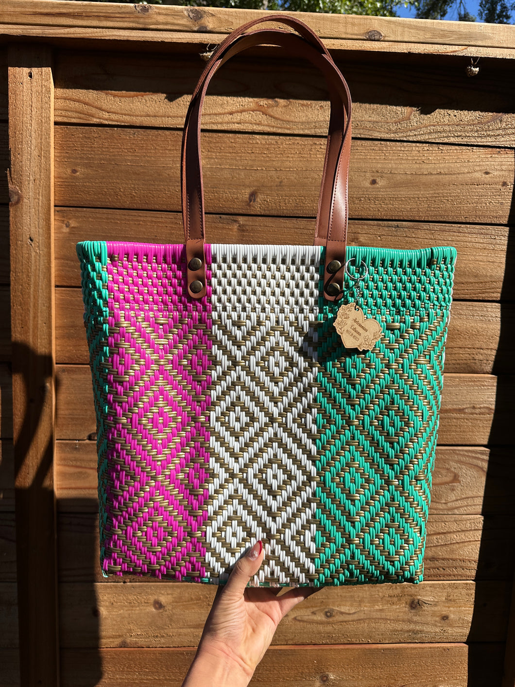 Big Eco Friendly Handbag (leather handle)