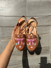 Load image into Gallery viewer, Bow coquette lace up brown hello kitty