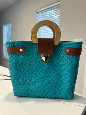 Big eco friendly handbag with wood handles(mercado bag)