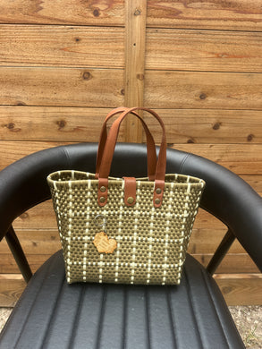 Small Eco Friendly Handbag (leather handle)