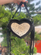 Load image into Gallery viewer, Heart cowhide crossbody black