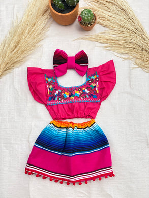 Sarape Crop Top Fuchsia