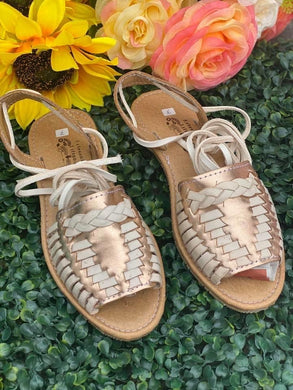 Rose Gold Lace-Up Open Toe