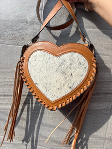 Heart cowhide crossbody