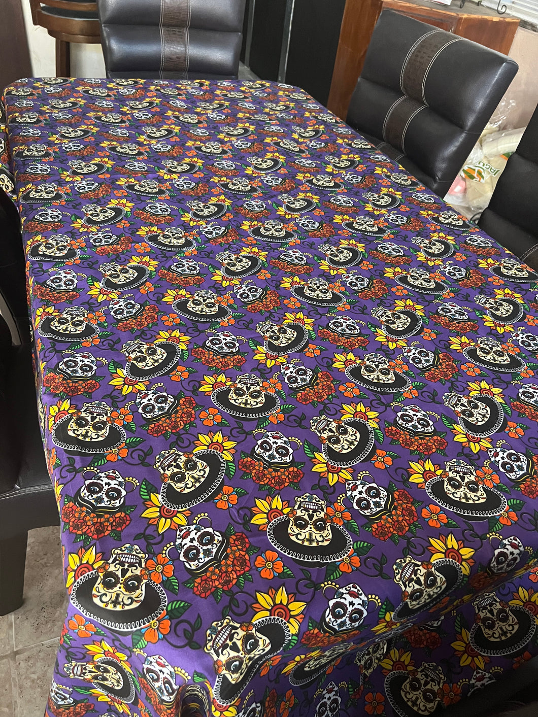 Purple Mantel dia de los muertos/ table cloth day of the dead