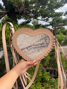 Heart cowhide crossbody