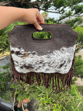 Load image into Gallery viewer, Ava crossbody leather/cowhide Fringe