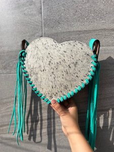 Heart cowhide crossbody