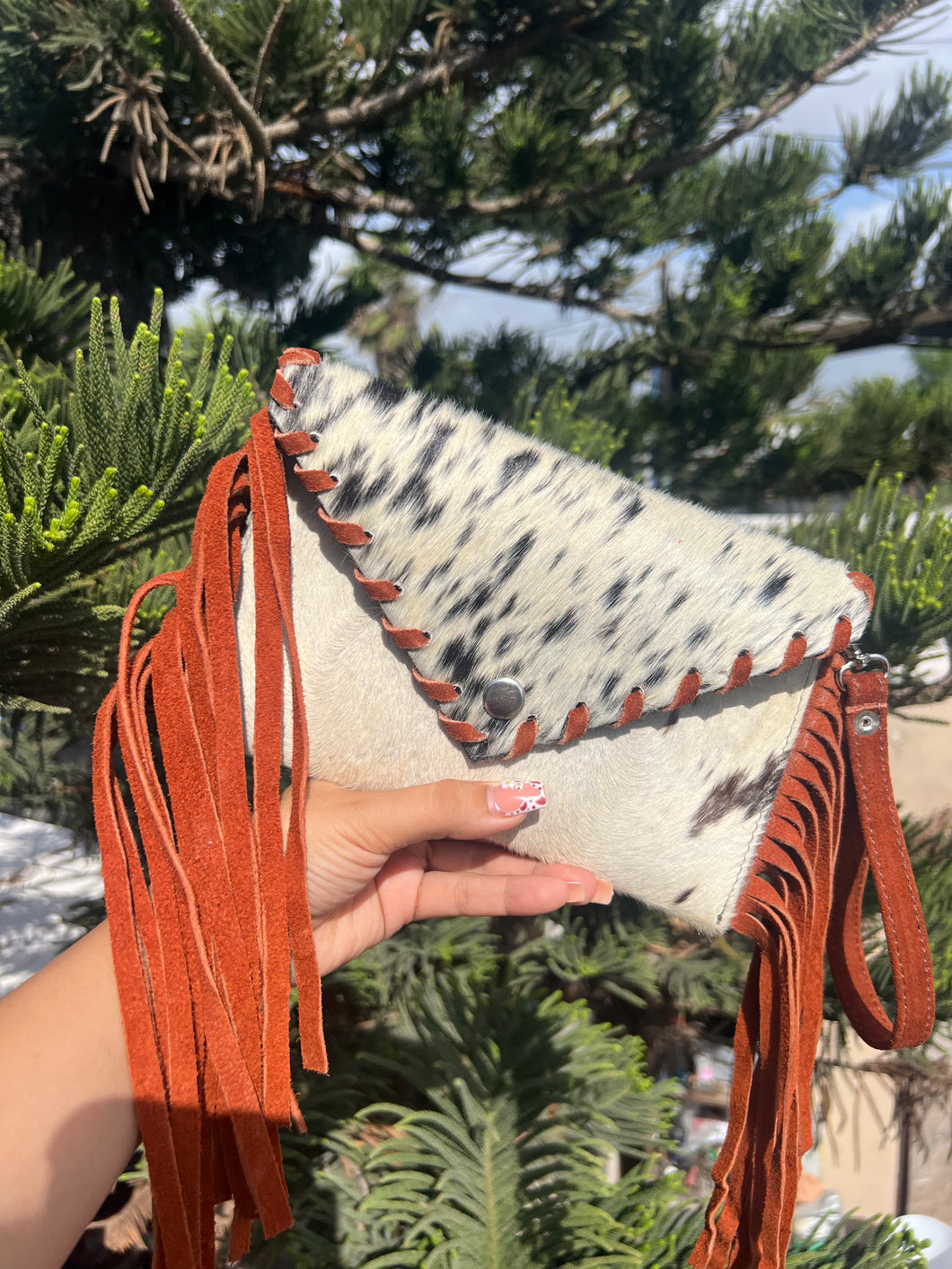 Small cowhide clutch wristlet & crossbody