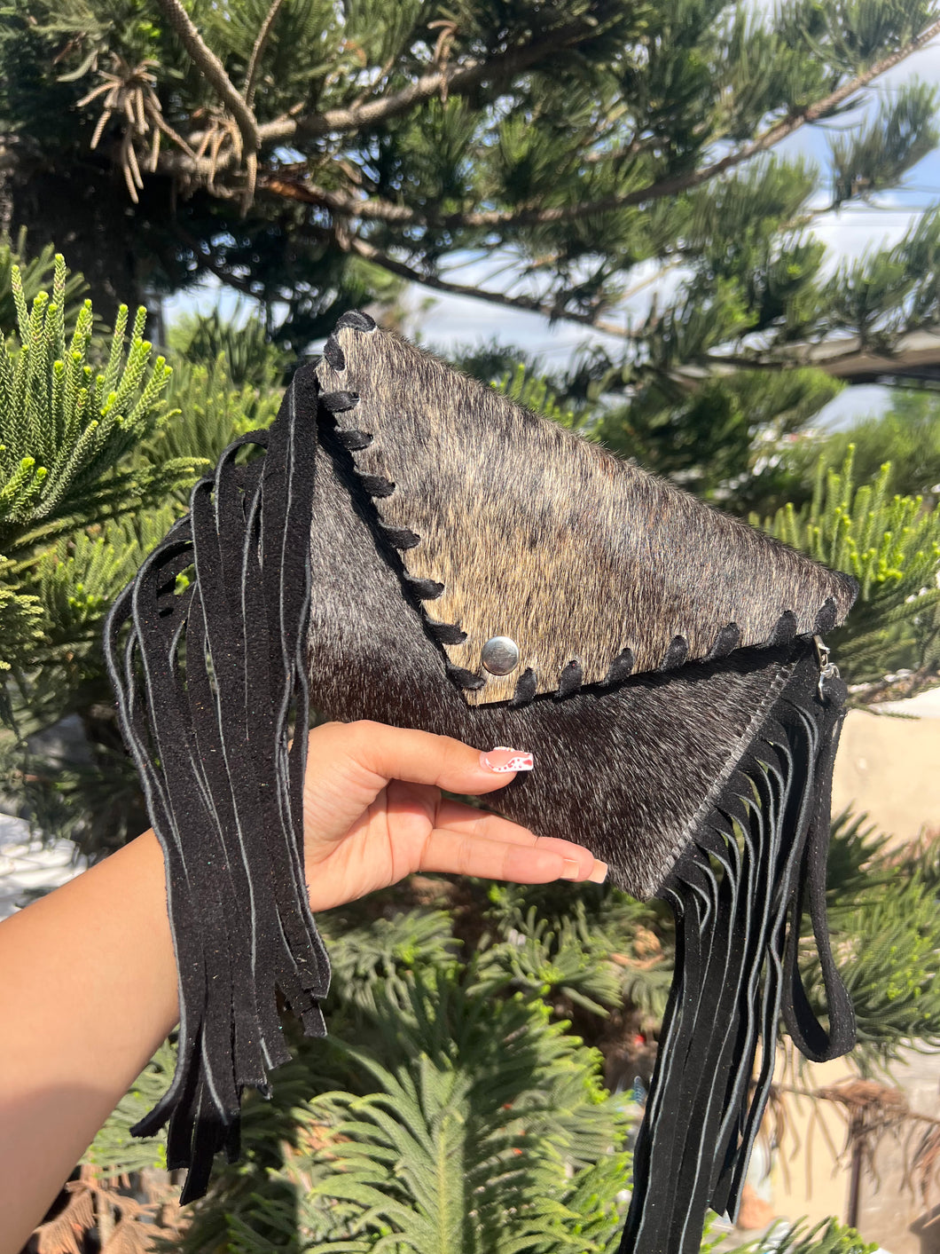 Small cowhide clutch wristlet & crossbody