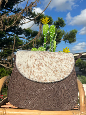 Layla Leather/ Cowhide Crossbody