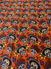 Load image into Gallery viewer, Orange Mantel dia de los muertos/ table cloth day of the dead