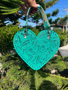 SMALL HEART HANDBAG /CROSSBODY TURQUOISE