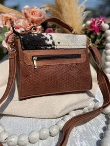 Daisy Leather/ Cowhide Crossbody