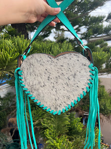 Heart cowhide crossbody