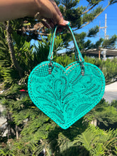 Load image into Gallery viewer, Heart Handbag GIRASOL / Crossbody Turquoise SUNFLOWER