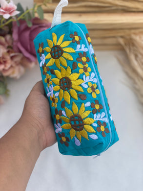 turquoise make up bag/ pencil bag