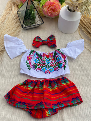 Red Shoulder Off Skirt/Shorts
