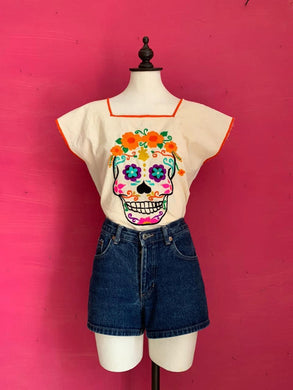 dia de los muertos shirt white