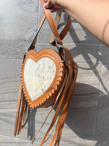 Heart cowhide crossbody