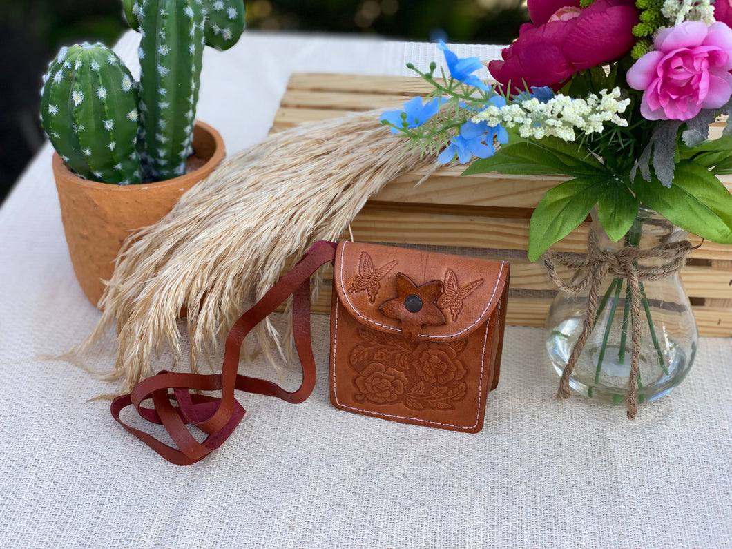 Baby leather bag brown square