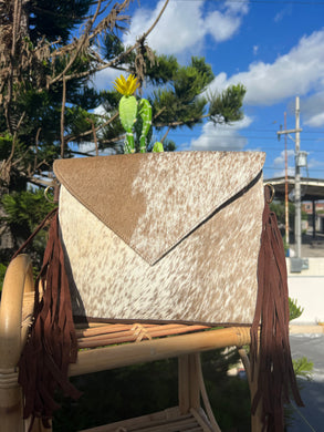 Brown Cowhide Crossbody Fringe