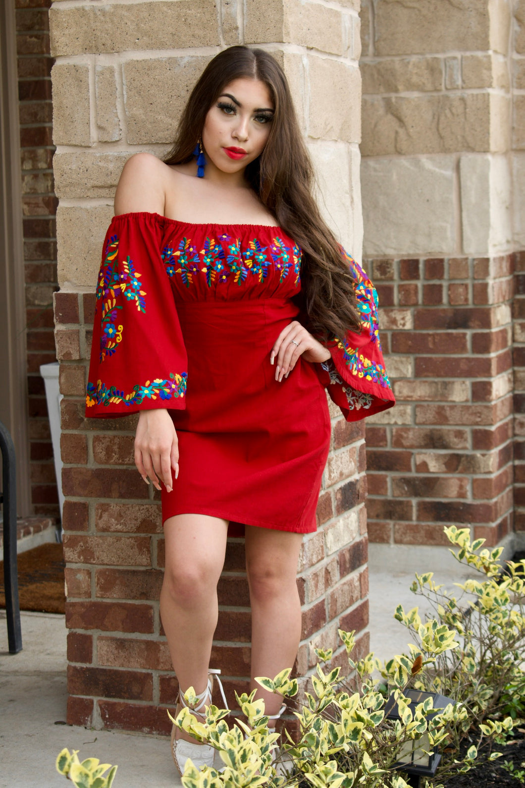 Boss Babe Red Shoulder Off Dress