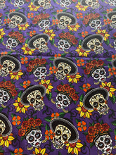 Load image into Gallery viewer, Purple Mantel dia de los muertos/ table cloth day of the dead