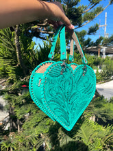 Load image into Gallery viewer, Heart Handbag GIRASOL / Crossbody Turquoise SUNFLOWER