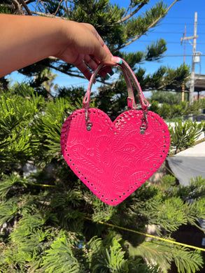 SMALL HEART HANDBAG GIRASOL /CROSSBODY PINK SUNFLOWER