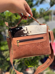 Daisy Leather/ Cowhide Crossbody