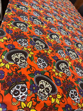 Load image into Gallery viewer, Orange Mantel dia de los muertos/ table cloth day of the dead