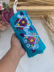 turquoise make up bag/ pencil bag