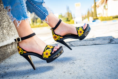 Embroidery Yellow Heels