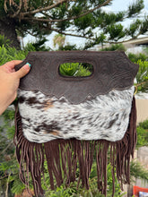 Load image into Gallery viewer, Ava crossbody leather/cowhide Fringe