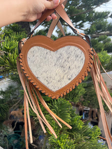 Heart cowhide crossbody