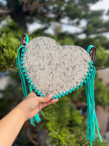 Heart cowhide crossbody