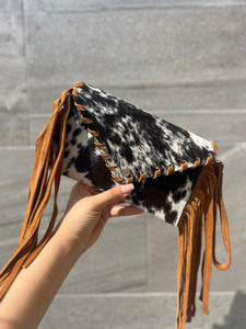 Small cowhide clutch wristlet & crossbody