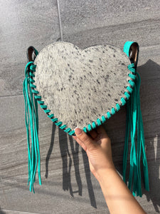 Heart cowhide crossbody