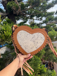 Heart cowhide crossbody